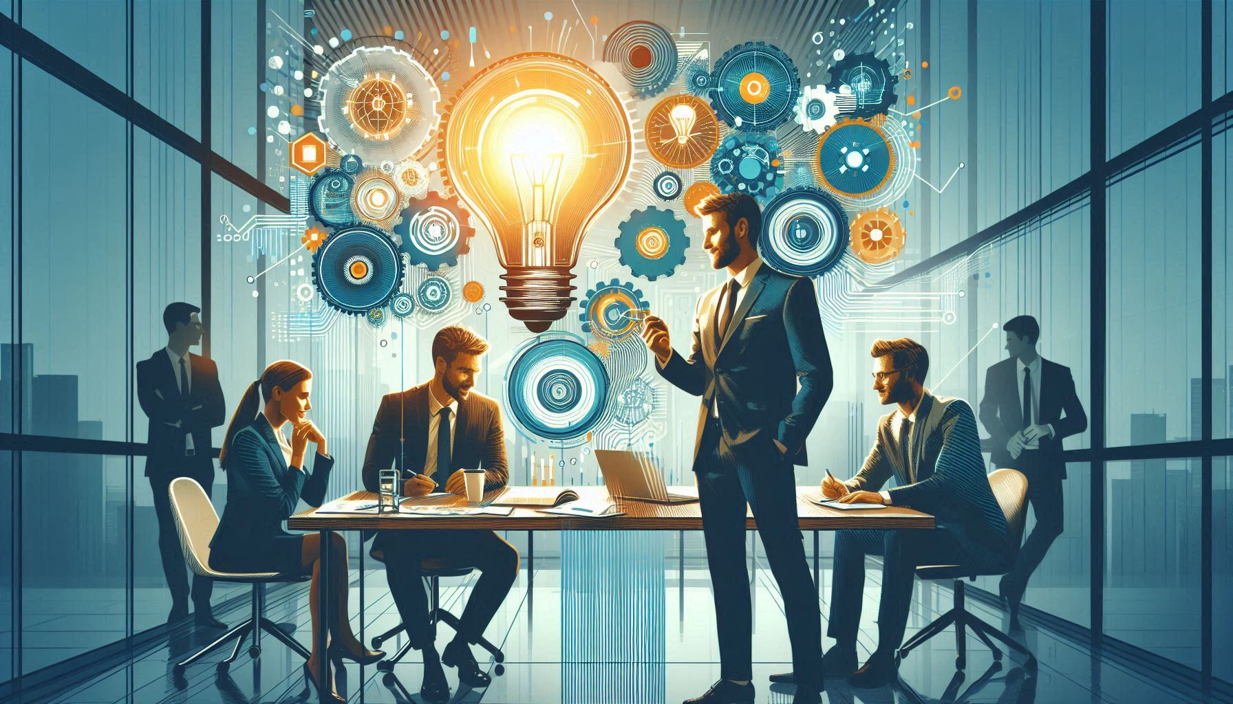 Team of professionals around a desk, ready to help businesses optimize their conversion rates with a strong value proposition. Experts in Conversion Rate Optimization (CRO) dedicated to improving website performance and increasing customer engagement.